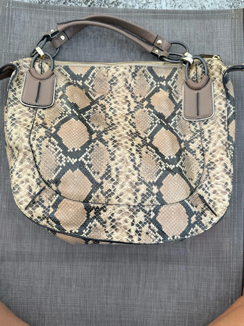 COACH Pinnacle Embossed Python Leather Satchel Shoulder Bag EUC bag see details